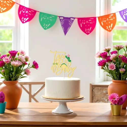 Vista 7 de Sleyberoy Taco Bout a Baby Cake Topper-Fiesta de cumpleaños temática mexicana 、 taco Bout a Baby Shower 、 revelación de género, papel para fiesta