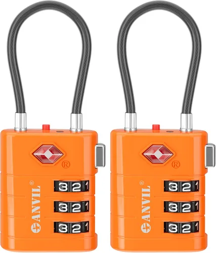 Vista 17 de ANVIL Candados para Equipaje Aprobados por TSA – Candados de Viaje de Combinación TSA008 de Alta Seguridad con Indicador de Inspección para Maletas