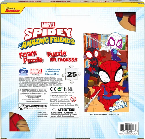 Vista 4 de Spin Master Games, Marvel Spidey and His Amazing Friends - Rompecabezas de espuma esponjosa, 25 piezas, juguetes de Spiderman, para edades de 4 años