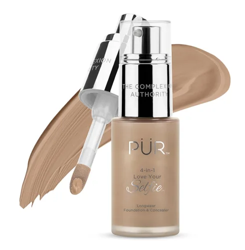 Vista 26 de PÜR MINERALS 4-in-1 Love Your Selfie Foundation & Concealer - Longwear Medium-to-Full Coverage Liquid Makeup Foundation with Hydrating Blend for