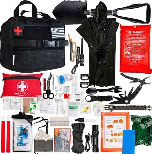 Vista 9 de Emergency Survival Kit with First Aid Gears and Supplies - EDC Go Bugout Bag - Get Home Backpack for Camping Outdoor - Tactical Military Molle Pouch