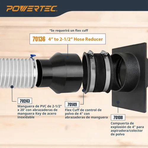 Vista 3 de POWERTEC 70136 cono reductor de 4" a 2-1/2".