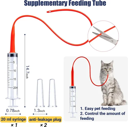 Vista 3 de REDDOUDOU Catéter de succión con extractor de moco estéril para cachorros recién nacidos, kit de alimentación de tubo de 8 FR rojo con jeringas