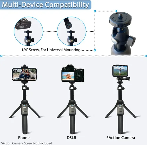Vista 6 de Fugetek Palo selfie compacto de 42 pulgadas y trípode, extensible, control remoto inalámbrico Bluetooth, aluminio ligero, listo para viajar