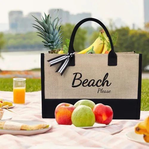 Vista 211 de TOPDesign Personalized Initial Canvas Beach Bag, Monogrammed Gift Tote Bag for Women
