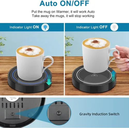Vista 2 de Calentador de taza de café, calentadores de bebidas eléctricos para uso en escritorio de oficina y hogar, posavasos inteligente con termostato