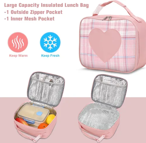 Vista 5 de Mochila para niñas - Mochilas para libros y mochila escolar para niñas, Rosado, Mochilas Daypack