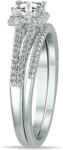 Vista 2 de Juego de diamantes de talla princesa TW de 12 quilate en oro blanco de 10 quilates
