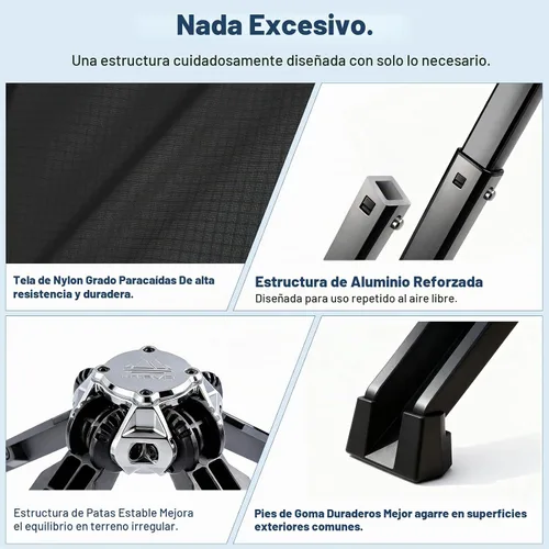 Vista 6 de MTRVR - Silla plegable portátil para camping, diseño patentado de una pieza Negro