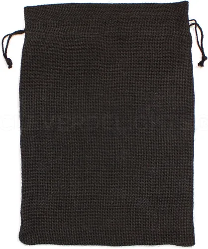 Vista 2 de CleverDelights Bolsas de arpillera negras de 10" x 14" - Paquete de 5 sacos de yute con cordón de arpillera