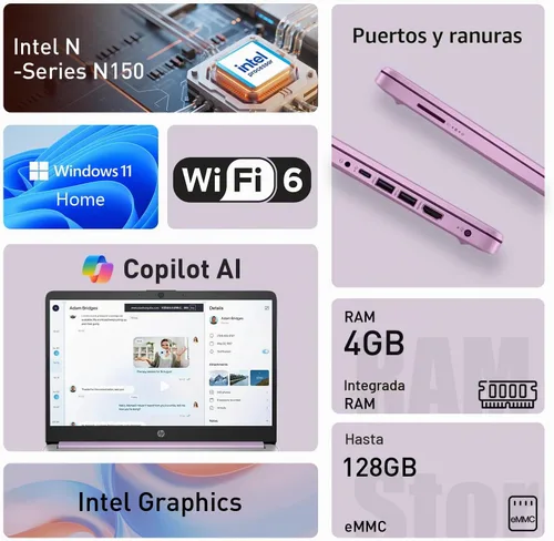 Vista 2 de HP OmniBook 3 16 pulgadas 2K nuevo modelo portátil con Microsoft 365, Qualcomm 8-Core CPU para Copilot+, 16 GB de RAM, 512 GB SSD, teclado Negro