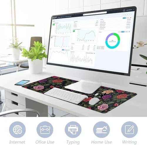 Vista 4 de ALAZA Retro Rose Flowers Leaves Large Gaming Mouse Pad Big Mousepad Mice Keyboard Mat with Non-Slip Rubber Base for Computer Laptop Home & Office