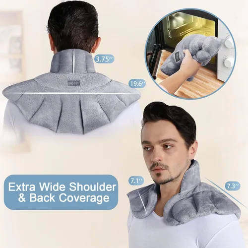 Vista 6 de REVIX Almohadilla térmica para microondas para cuello y hombros y almohadilla térmica para microondas para la espalda, envoltura de cuello calentada