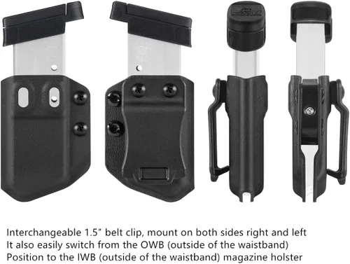 Vista 6 de 2-Pack Portacargadores Universales IWB/OWB Compatibles con Cartuchos de 9mm/.40 de Pila Única