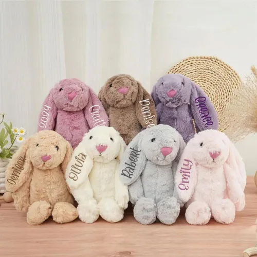 Vista 4 de shiguangji Regalo de Pascua con el nombre del niño bordado de conejo de Pascua personalizado, conejito de Pascua, conejito de Pascua, regalo