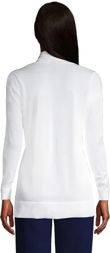 Vista 2 de Lands End Suéter largo abierto de algodón alto para mujer
