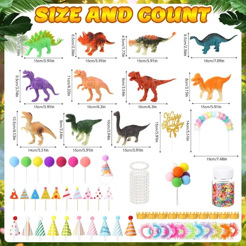 Vista 2 de Novabright 76 piezas de decoración de fiesta de dinosaurios para tartas