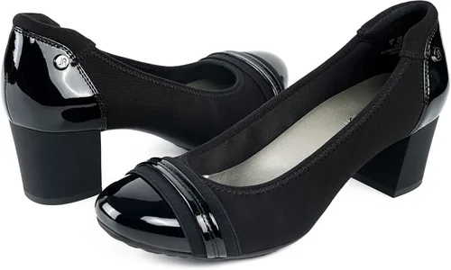 Vista 2 de JENN ARDOR Zapatos de tacón bajo con punta redonda cerrada, zapatos de vestir clásicos de media cuadrada, para boda, fiesta, oficina, 2 pulgadas