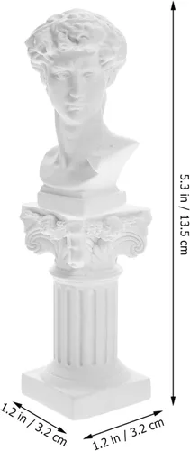 Vista 6 de Unomor Estatua griega de David, columna romana y estatua de David, figura de resina, figura de David, busto romano, escultura de mitología griega