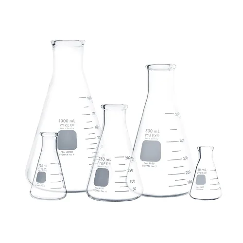 Vista 3 de PYREX PYREX - Frasco Erlenmeyer de boca estrecha con borde resistente, frasco de vidrio de borosilicato para química de primera calidad