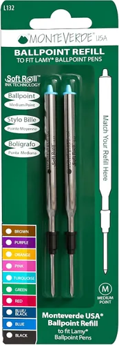Vista 31 de Monteverde USA Soft - Recambios de bolígrafo para adaptarse a bolígrafos Lamy, tinta negra, punta media, escritura suave y confiable, paquete de 2