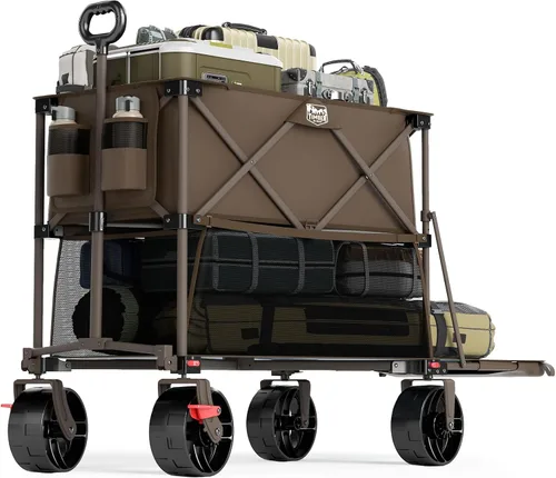 Vista 10 de TIMBER RIDGE Carro plegable de dos pisos de 400L con frenos, 54" extra Negro