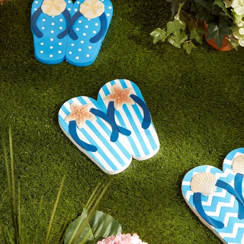 Vista 3 de DII Colección Cement Stepping Stone - Chanclas decorativas coloridas de 9 x 9.5 pulgadas, estrellas de mar