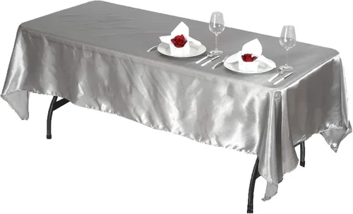 Vista 11 de BalsaCircle Mantel rectangular de satén negro de 60 x 102 pulgadas para bodas, fiestas, recepciones, eventos, cocina, comedor