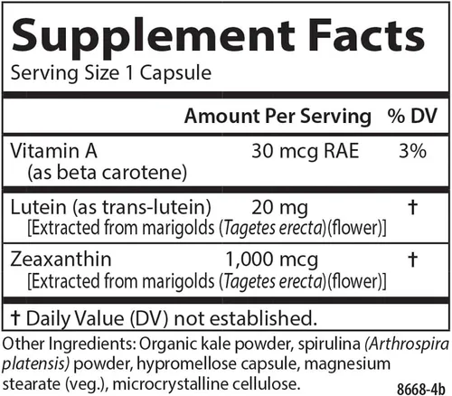Vista 4 de Carlson - Luteína y verduras, 20 mg, soporte de la visión y función ocular, antioxidante, 30 cápsulas vegetarianas
