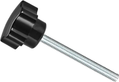 Vista 24 de Perillas de sujeción de estrella, rosca macho M5 x 0.984 in, cabeza de 0.945 in, mango de tornillo de pulgar de plástico, perno roscado, color negro