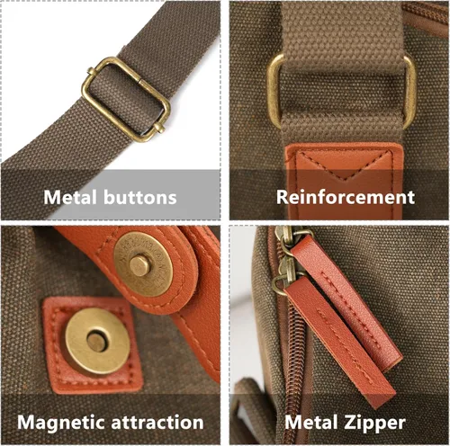 Vista 5 de Cwatcun Bolsa Pequeña para Cámara Bolsa Mensajero de Lona Compacta para Cámara, Funda de Hombro para Cámara Digital, Bolsa de Fotografía de Viaje