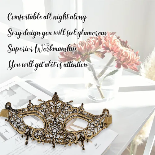Vista 4 de Masquerade Mask For Women Lace Masquerade Masks for Masquerade Party, Proms, Venetian Party, Mardi Gras, Halloween & Cosplay