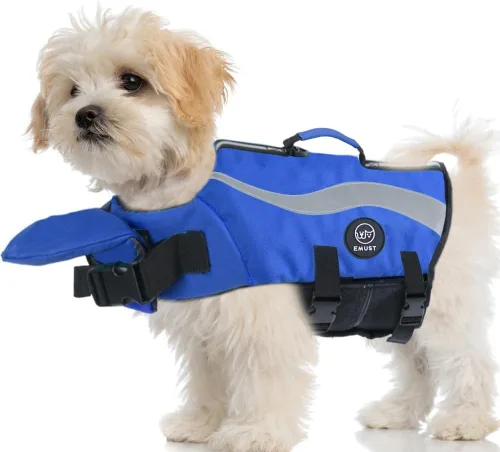 Vista 27 de EMUST Chalecos salvavidas ajustables para perros pequeños con flotabilidad mejorada, chaleco de natación pequeño con asa de rescate duradera