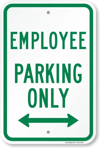 Vista 12 de SmartSign Letrero de metal "Employee Parking Only" de 18 x 12 pulgadas con flecha derecha, aluminio laminado inoxidable de 63 mil, verde y blanco