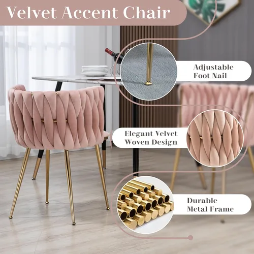 Vista 4 de Glam Style - Juego de mesa de comedor de 5 piezas para 4, mesa de comedor rectangular de vidrio templado de 51 pulgadas con base de metal dorado