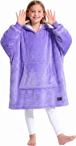 Vista 13 de Catalonia Sudadera tipo manta con capucha para niños, sudadera de sherpa extragrande para adolescentes jóvenes, idea de regalo