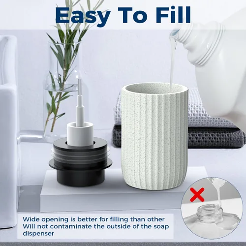 Vista 3 de Dispensador de jabón de manos de espuma de cerámica, dispensadores de jabón de baño de 12 onzas, dispensador de loción para cocina, dispensador