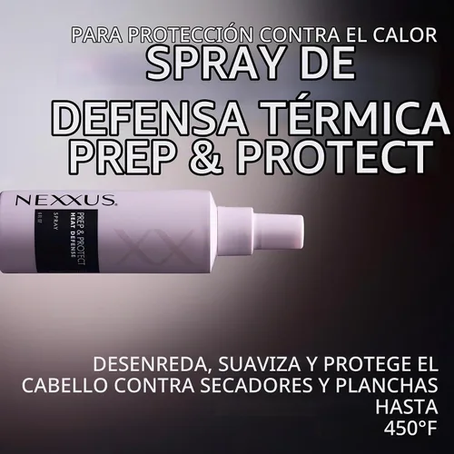 Vista 3 de Nexxus Heat Defense Spray Prep & Protect para protección térmica de 450 grados, con tecnología StyleProtect 6 oz