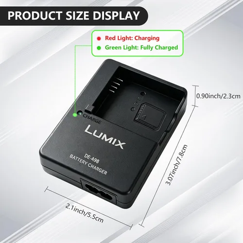 Vista 3 de Cargador DE-A98 compatible con cámara Panasonic LUMIX A98B A98C DE-A99 Fuente de alimentación de batería de cámara