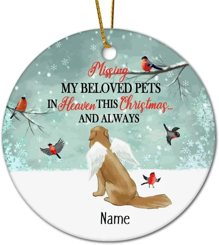 Vista 21 de Personalized Pet Memorial Ornament, Miss My Beloved Pets in Heaven Ornament, Dog Christmas Ornament, Pet Loss Gift, Dog Angel Wings Ornament, Custom