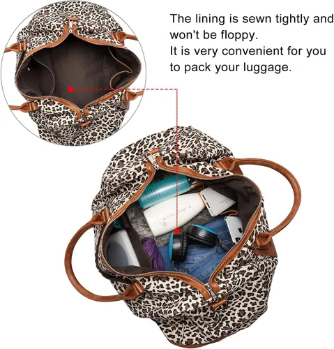 Vista 5 de Newshows Bolsa de viaje para mujer con manga para equipaje, marrón (Leopard-brown)), Newshows SM04V949