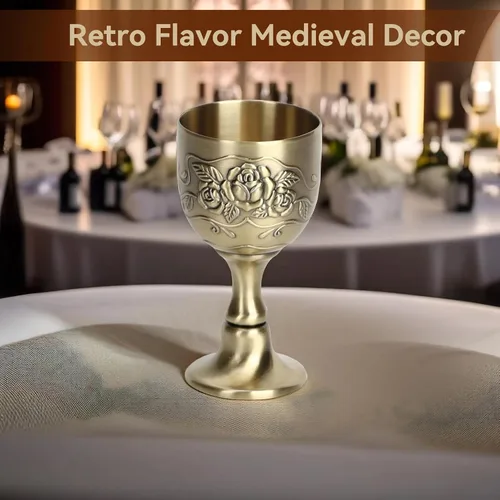 Vista 6 de Agatige Copas de cáliz vintage, de metal de cobre, para tostar, cáliz de vino, cáliz de flores, en relieve, mini tazas de comunión para bar en casa