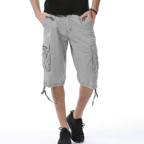 Vista 4 de Leward Pantalones cortos cargo de sarga de algodón para hombre, ligeros para uso al aire libre