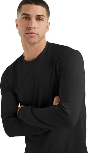 Vista 4 de Hanes Camiseta de algodón de manga larga para hombre, camiseta clásica de cuello redondo para hombre, disponible en tallas altas