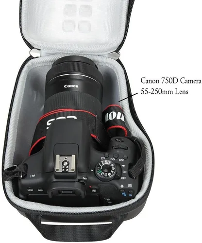 Vista 7 de Bolsa de viaje de almacenamiento de EVA dura para Canon EOS 80D 77D 70D 60D Rebel T7i 800D T6 1300D T6s 760D T6i 750D T5 1200D T5i 700D T4i 650D T3i