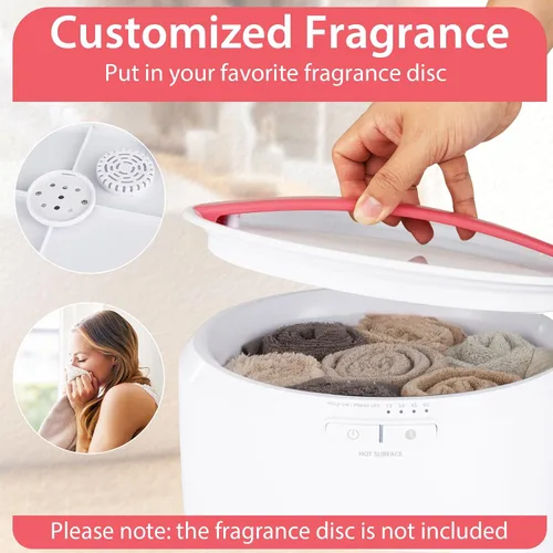 Vista 4 de Tangkula Cubo calentador de toallas, calentador de toallas de encimera para baño con soporte de aromaterapia, apagado automático y temporizador