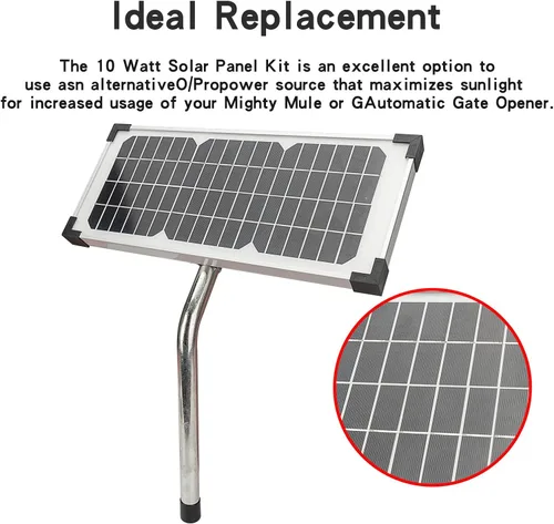 Vista 6 de FM123 Kit de panel solar de 10 vatios apto para abridores de puerta automáticos Mighty Mule, cargador de batería de panel solar portátil de 12 V