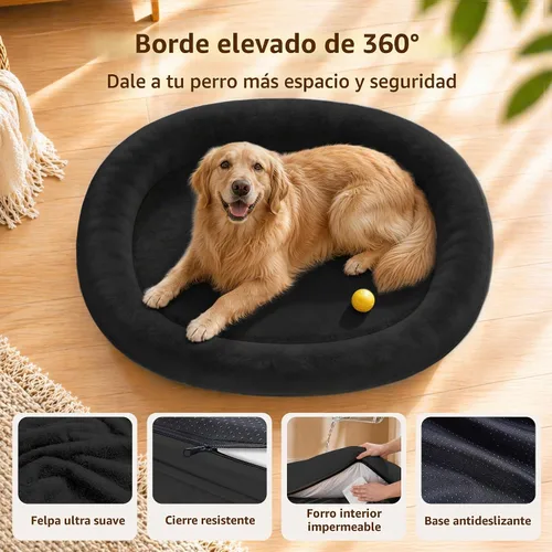 Vista 4 de Cama ortopédica impermeable para perros medianos, color negro