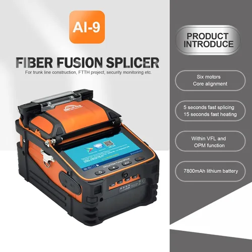 Vista 2 de Signal fire Nuevo Modelo AI-9 Fusionador de Empalme de Fibra de Seis Motores con Alineación de Núcleo, Automático, para FTTH, Soldadura de Fibra