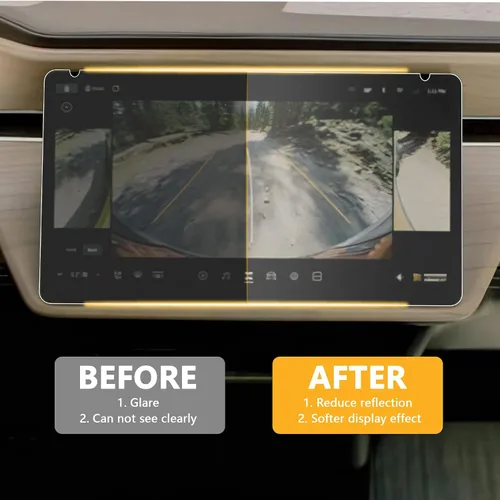 Vista 2 de Protector de pantalla de vidrio templado compatible con Rivian R1T R1S 2022, 2023, 2024, 2025, accesorios interiores para salpicadero, pantalla